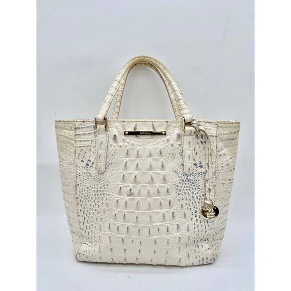 Brahmin Mini Asher Crocodile Leather Cream Satchel Shoulder Bag Women's - Picture 1 of 11